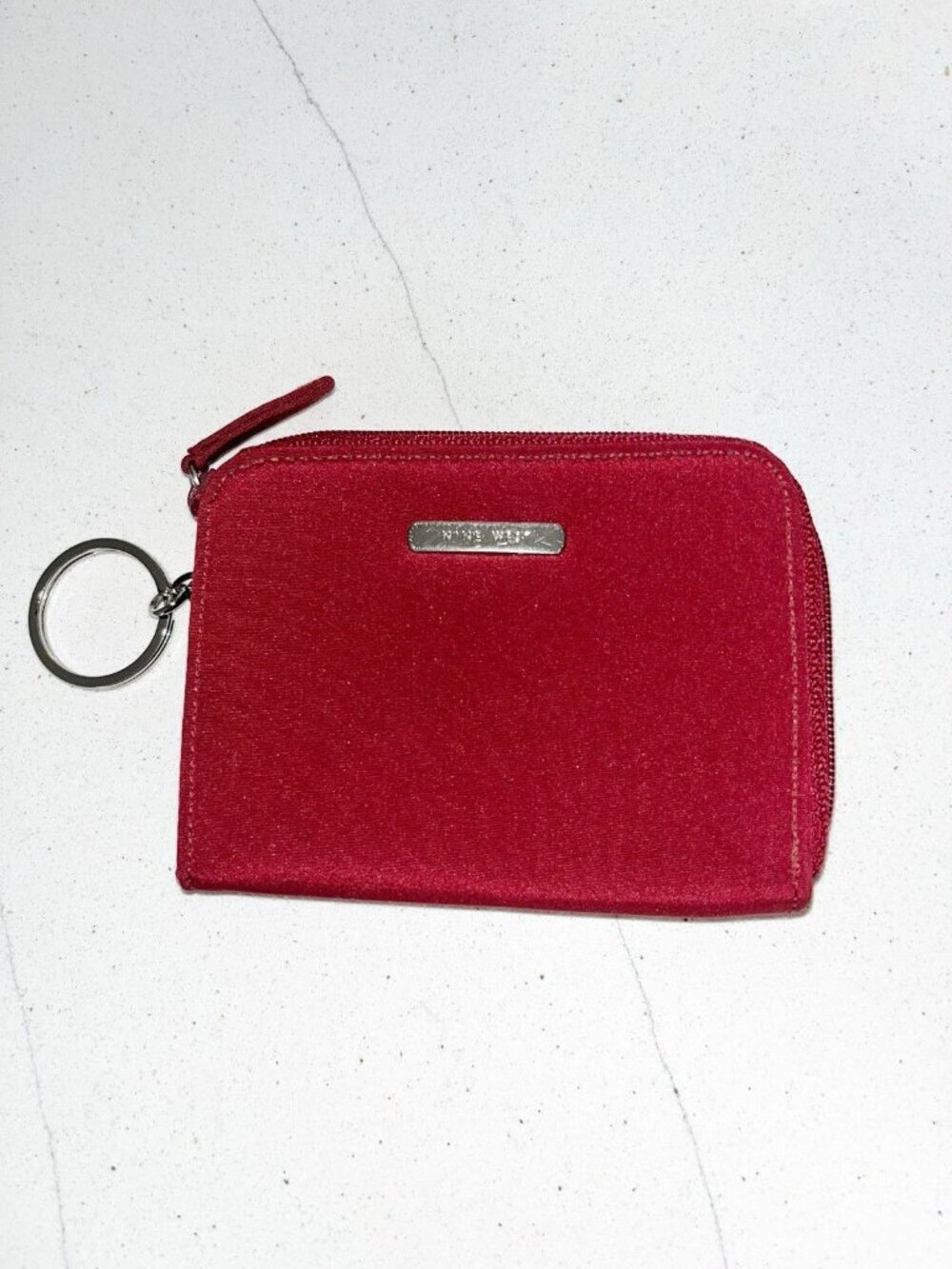Nine West Red Zip-Around Wallet ID Window & Credit Card Slots Key Ring